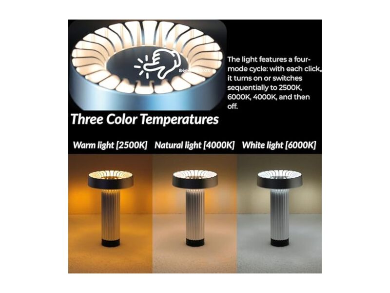 Cordless Rechargeable Portable Table Lamp Modern Minimalist Night Light Silver image number 2