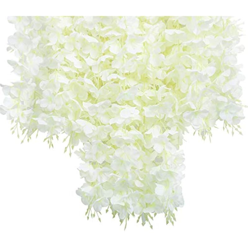 24 Pack White Artificial Hanging Wisteria Flowers Wedding Centerpiece Decor image number 3