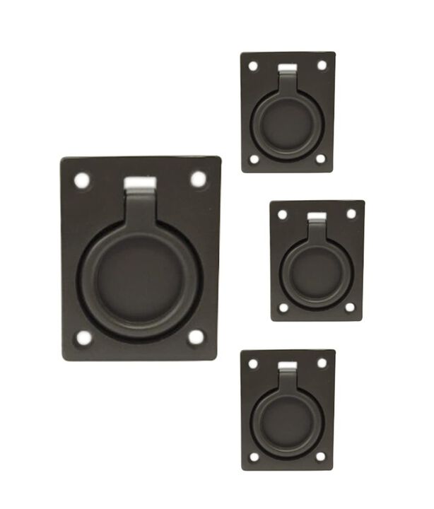 QCAA Solid Brass Flush Ring Pull, 2-1/2"" x 1-7/8"", ORB (Oil Rubbed Bronze, US10B), 4 Pack, Made in Taiwan