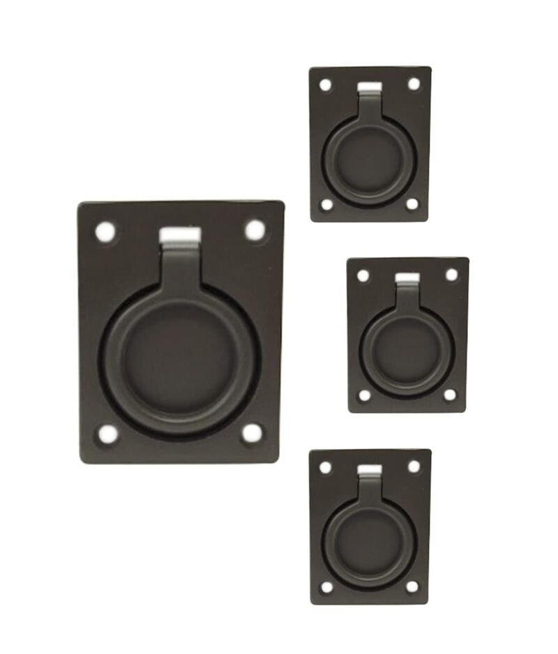 QCAA Solid Brass Flush Ring Pull, 2-1/2"" x 1-7/8"", ORB (Oil Rubbed Bronze, US10B), 4 Pack, Made in Taiwan