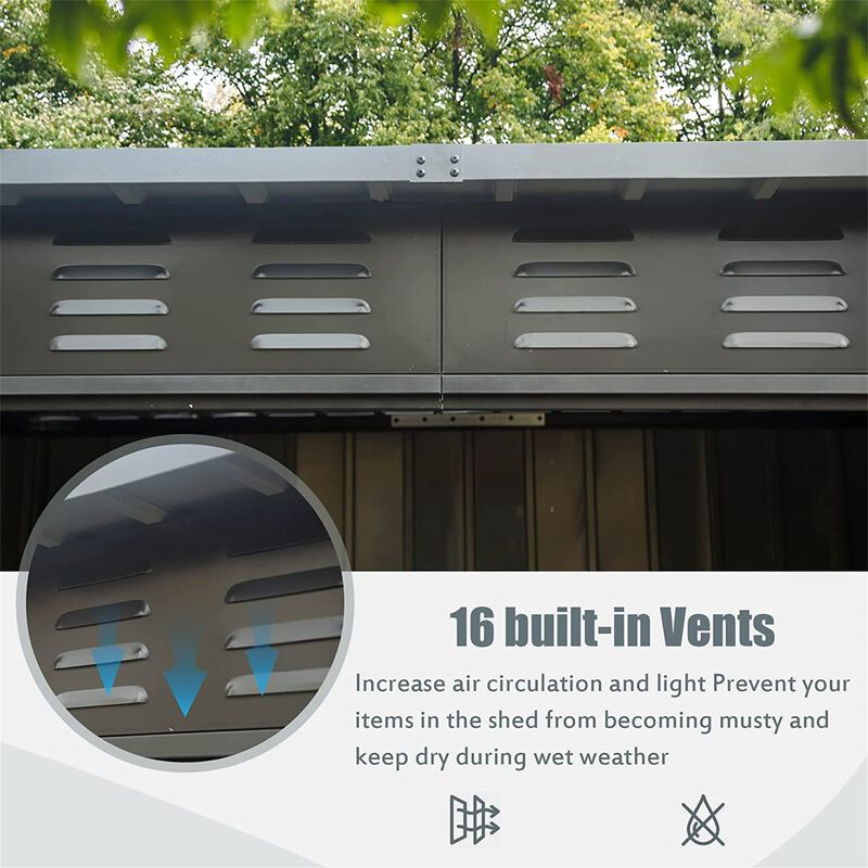 CLIHOME 6x4Ft Outdoor Storage Shed,with Sloping Roof Galvanized Steel Frame Backyard Tool Storage Room image number 4