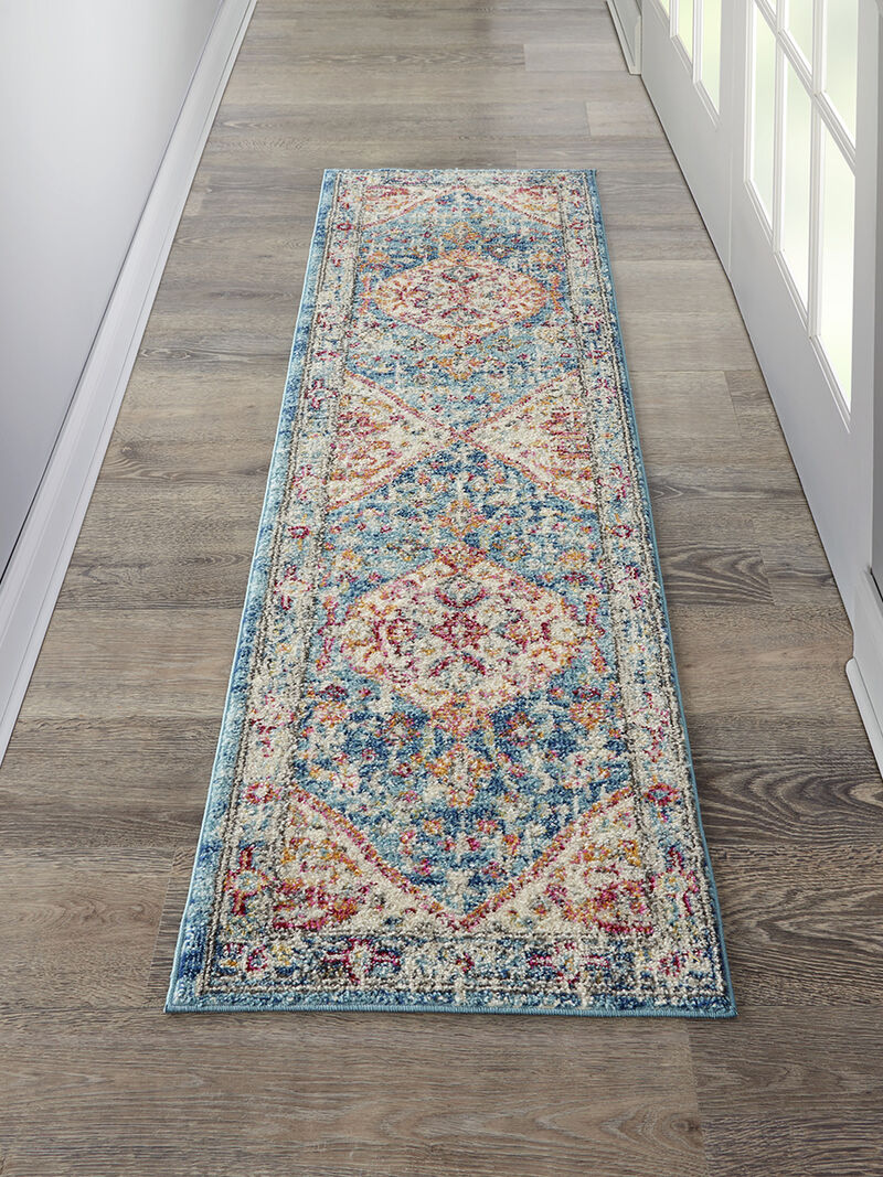 Passion PSN23 Ivory/Light Blue 2'2" x 7'6" Rug image number 6