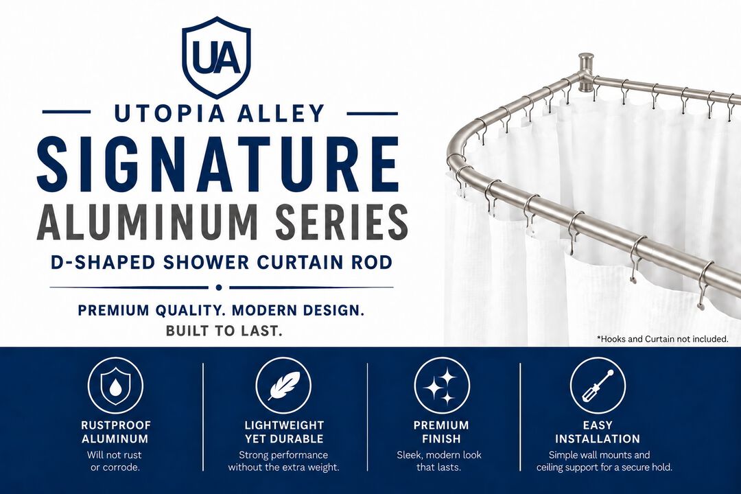 Signature Aluminum Series Freestanding Tub Shower Curtain Rod