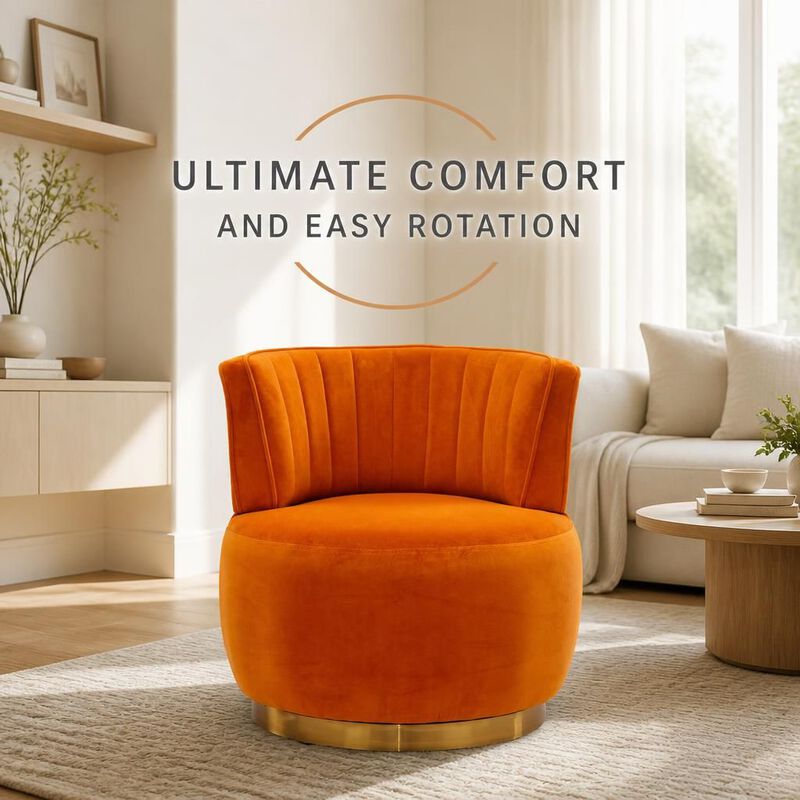 GOODSILO 360 Degree Swivel Barrel Accent Chair, Upholstered Round Armchair for Living Room, Bedroom, Office, Nursery, Lounge, Waiting Rooms image number 4