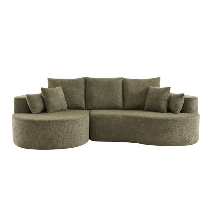 Christopher Knight Home Edana 106" Modern Cozy Upholstered 4 Seater Curved Sectional Sofa with 7 Pillows