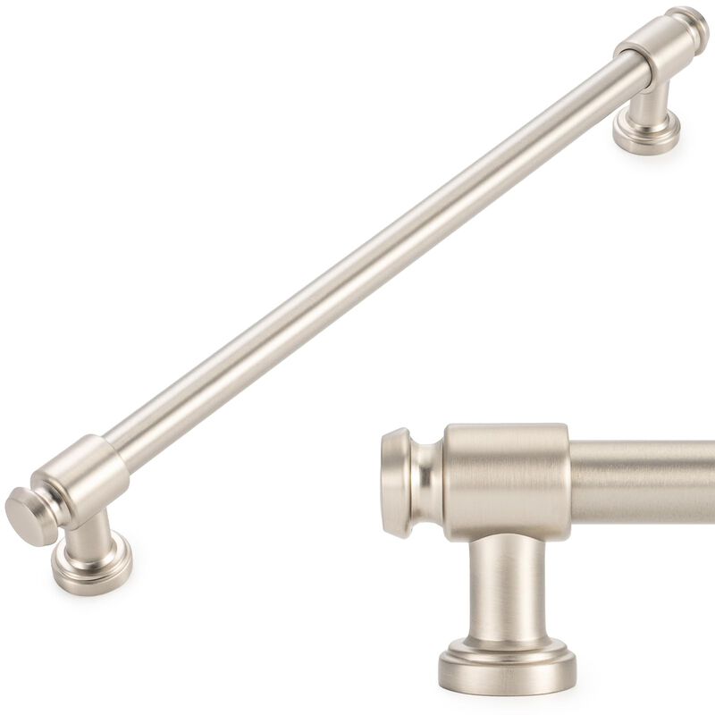 KOOFIZO Brushed Nickel Cabinet Pulls, 1-Piece Cabinet Handles, 8.8 Inch/224mm Screw Spacing, P11 Hardware for Kitchen Door, Draw