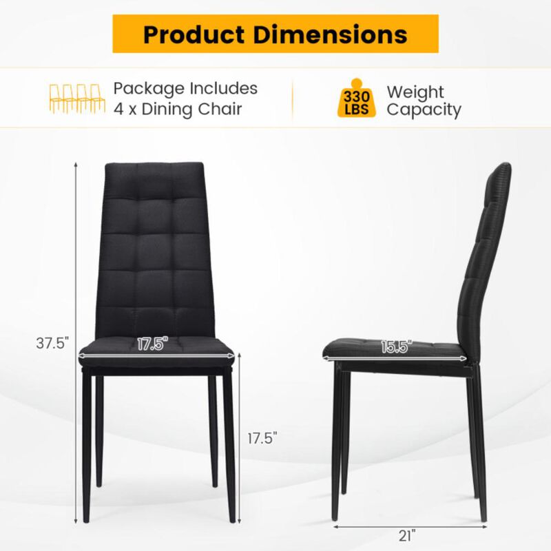 Hivvago Set of 4 Fabric Dining Chairs Set with Upholstered Cushion and High Back image number 5