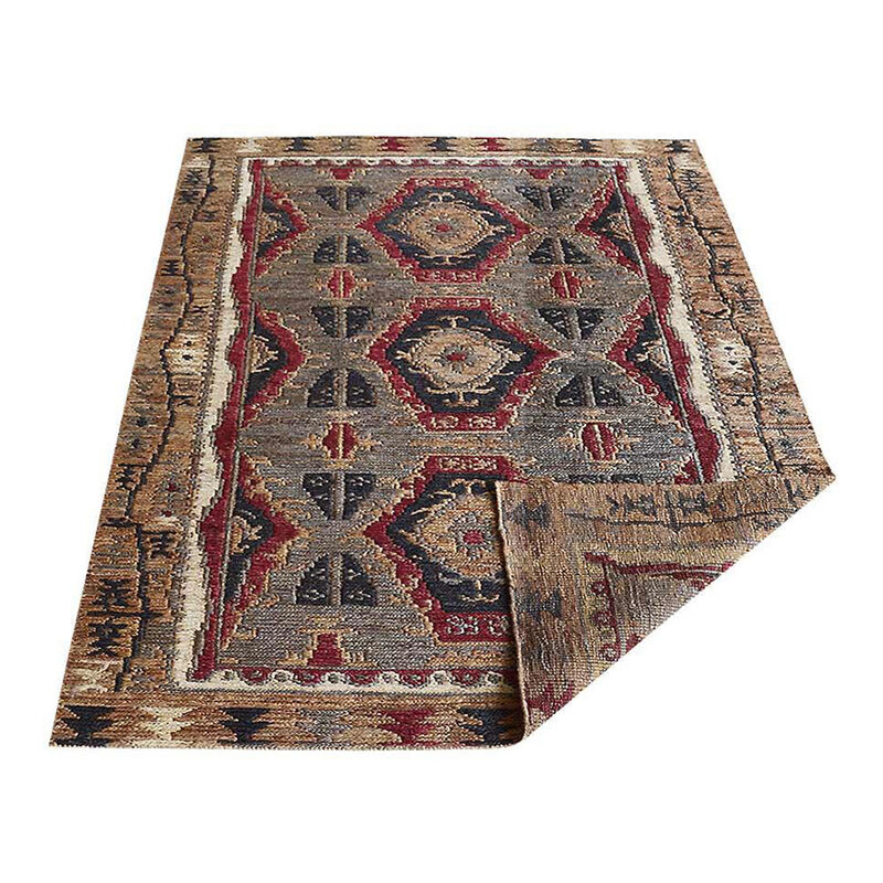 HAND KNOTTED SUMAK JUTE ECO-FRIENDLY Oriental AREA RUGS  - 5'x8', Rectangle Shape, Multicolor Color, Oriental, High Pile, Natural Fiber, Outdoor Indoor Handmade Area Rugs for Living Room (J00019)