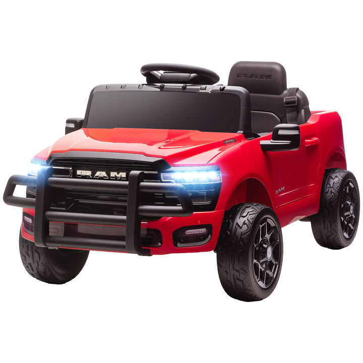 BreeBe 12V Kids Ride on Car, Licensed Dodge RAM 3500 Ride on Toys with Dual Motors, Remote Control