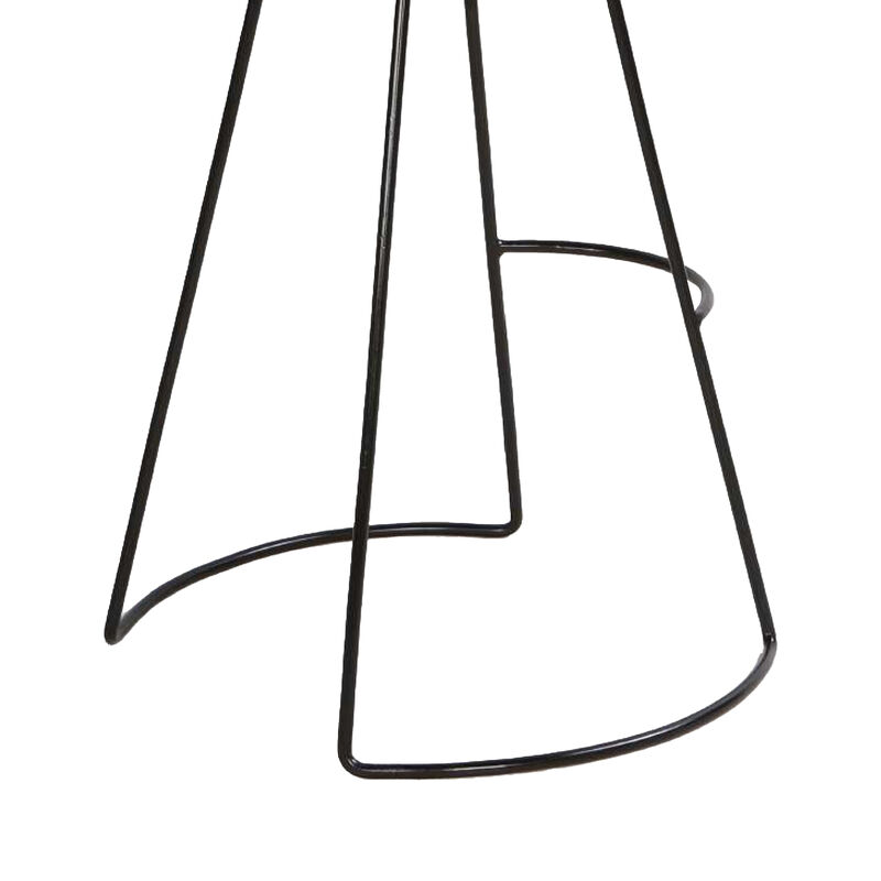 Uri 32 Inch Modern Bar Stool, Genuine Leather Seat, Metal Frame, Button Tufted, Tan Brown, Black