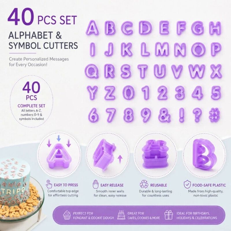 Pack of 40 Alphabet Number Fondant Cutters image number 2