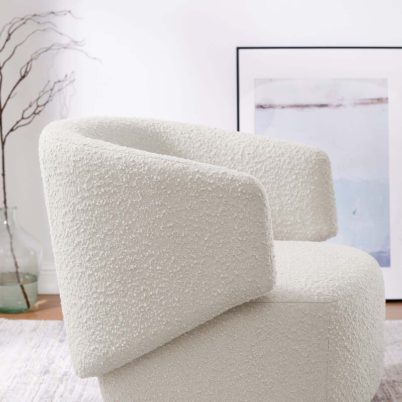 Celestia Boucle Fabric Fabric and Wood Swivel Chair image number 1