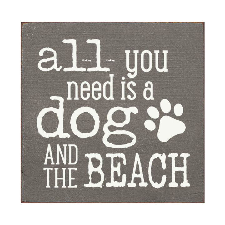 Wooden Dog Lover Beach Sign for Coastal Wall and Shelf Home Decor