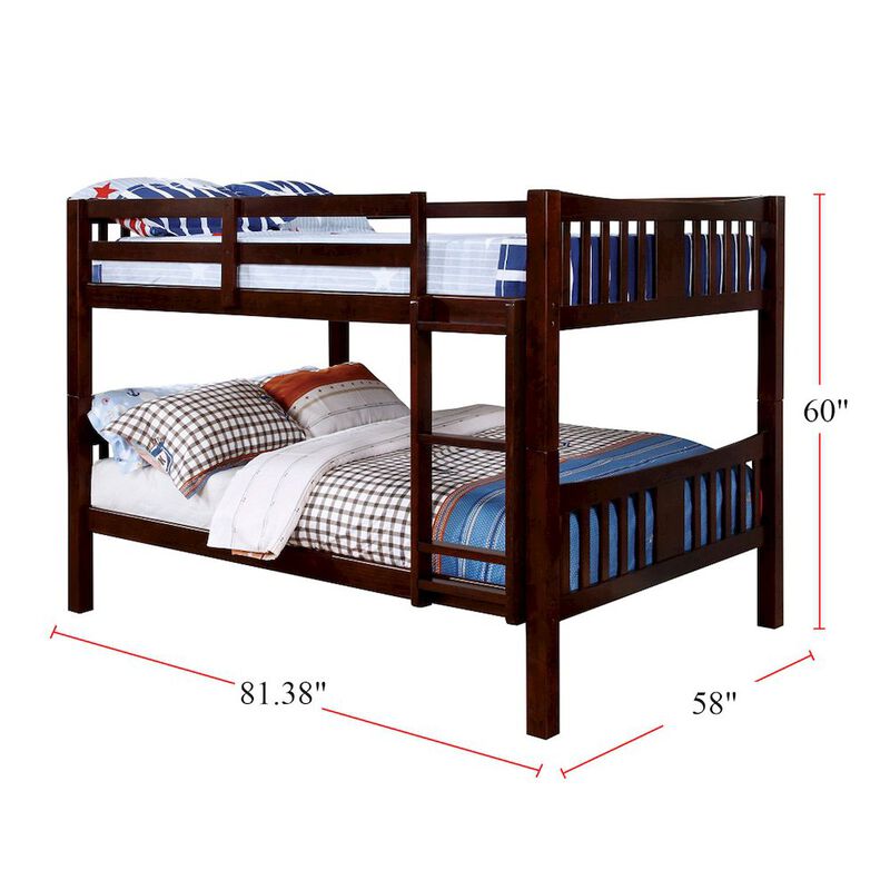 Wooden Full Over Full Bunk Bed in Dark Walnut image number 2