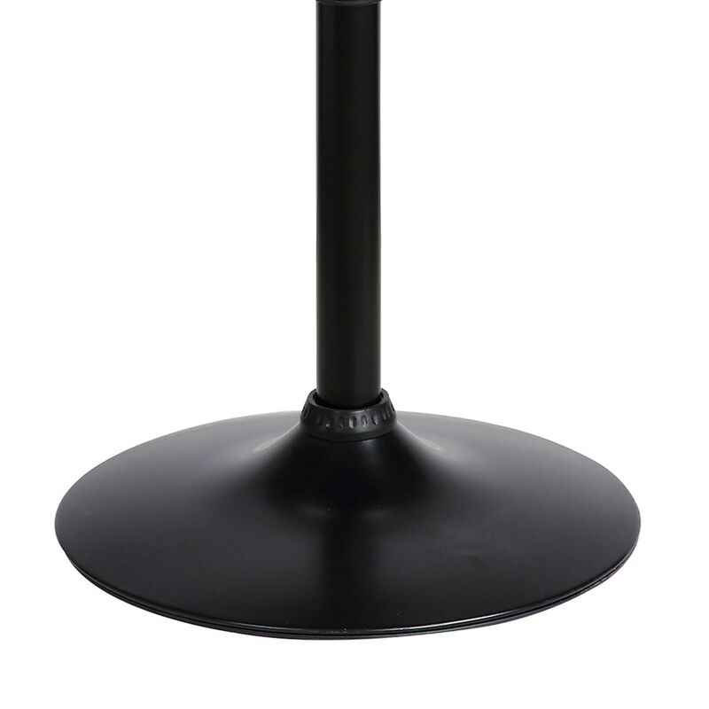 24 Inches Round Adjustable Pub Table with Metal Base, Black - Benzara