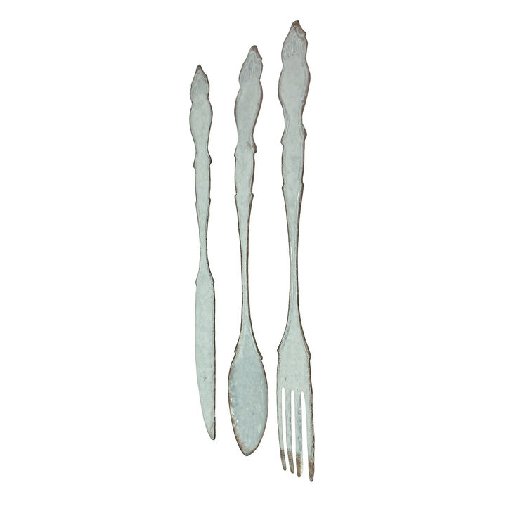 Giant Galvanized Metal Fork Spoon Knife Farmhouse Kitchen Decor Wall Hanging Set