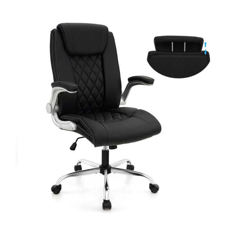 Hivvago Modern Height Adjustable PU Leather Office Chair with Rocking Function