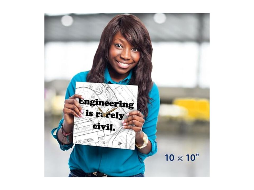 Engineering Rarely Civil Funny Quotes Wall Clock 10 Inch Silent Home Decor