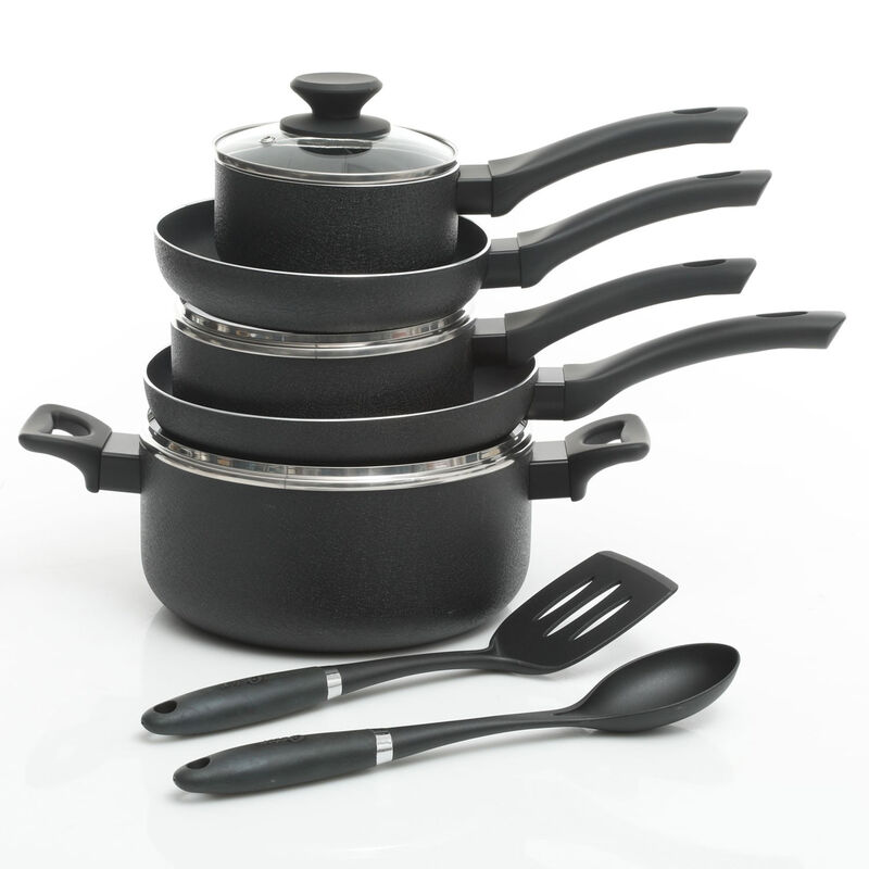 Oster Ashford 10 Piece Aluminum Nonstick Cookware Set in Black