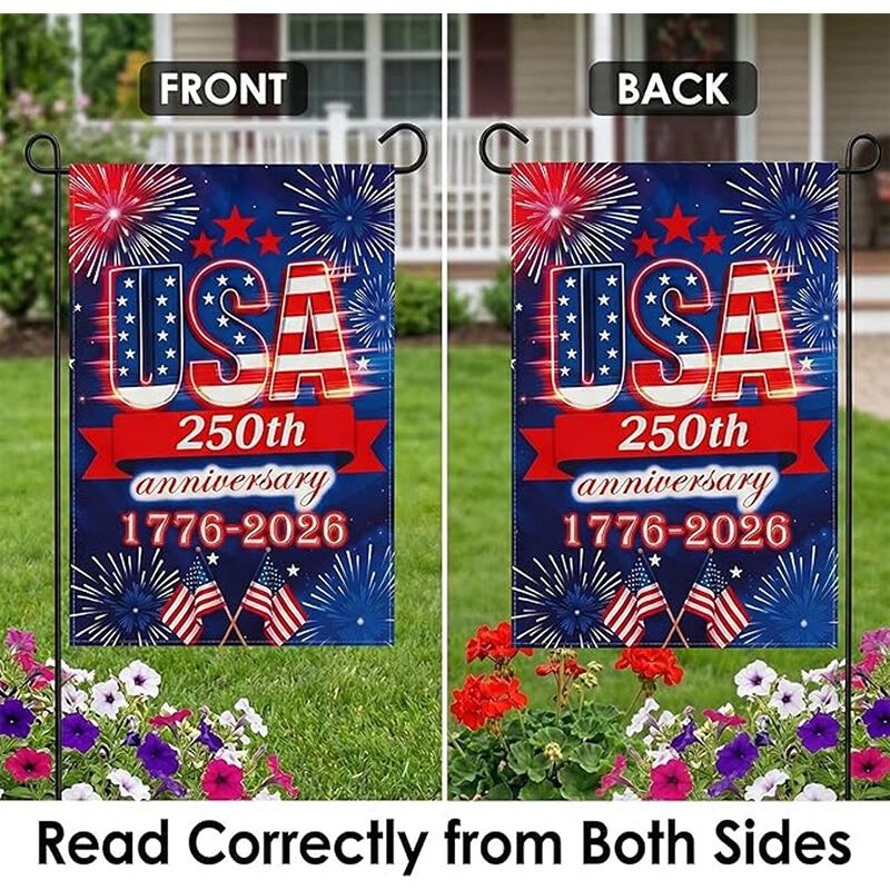Anniversary USA Garden Flag, Double-Sided, UV-Resistant Outdoor Decor image number 2