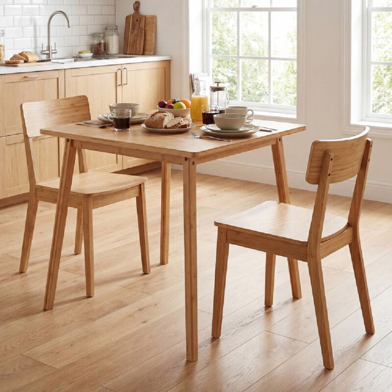 Square Wicker Dining Table 27.5", Patio or Kitchen Table for 2&ndash;4 people-Natural image number 4