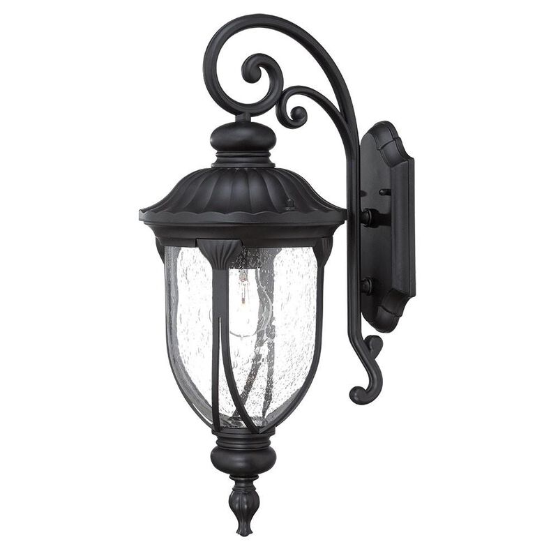 Hivvago XL Matte Black Cast Aluminum Glass Lantern Wall Sconce