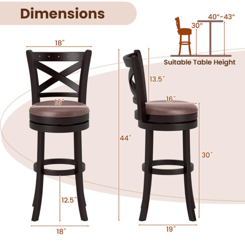 Hivvago Swivel Bar Stools Set of 2 Bar Chairs with Padded Seat