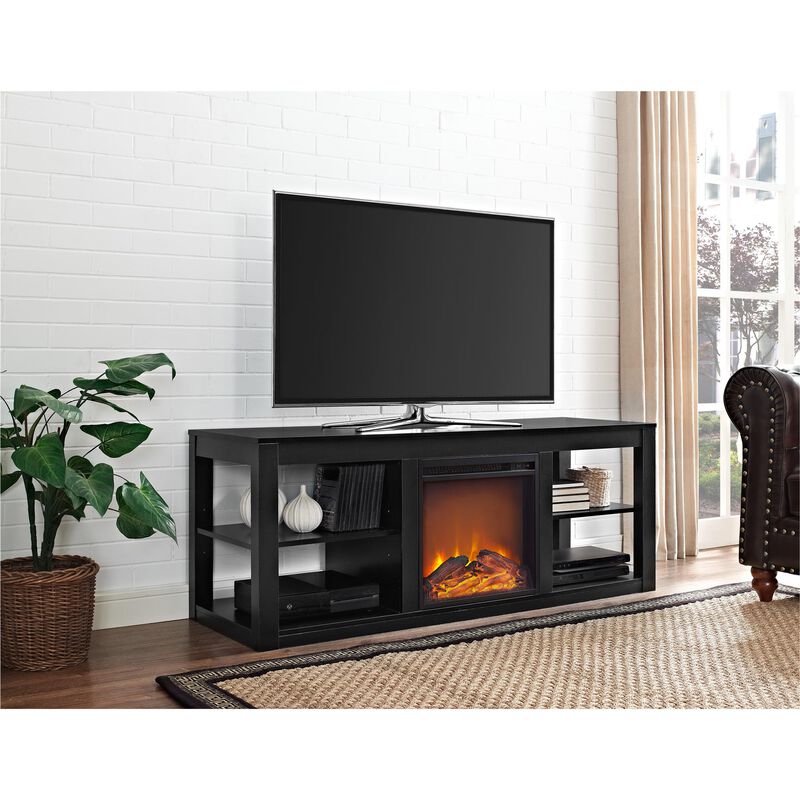 Ameriwood Home Parsons Electric Fireplace TV Stand for TVs up to 65", Black image number 2