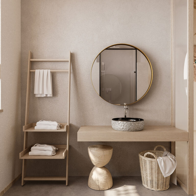 ELEMENT ACE Modern Round Metal Medicine Cabinet with Adjustable Shelves - Elegant Bathroom Storage Solution image number 8
