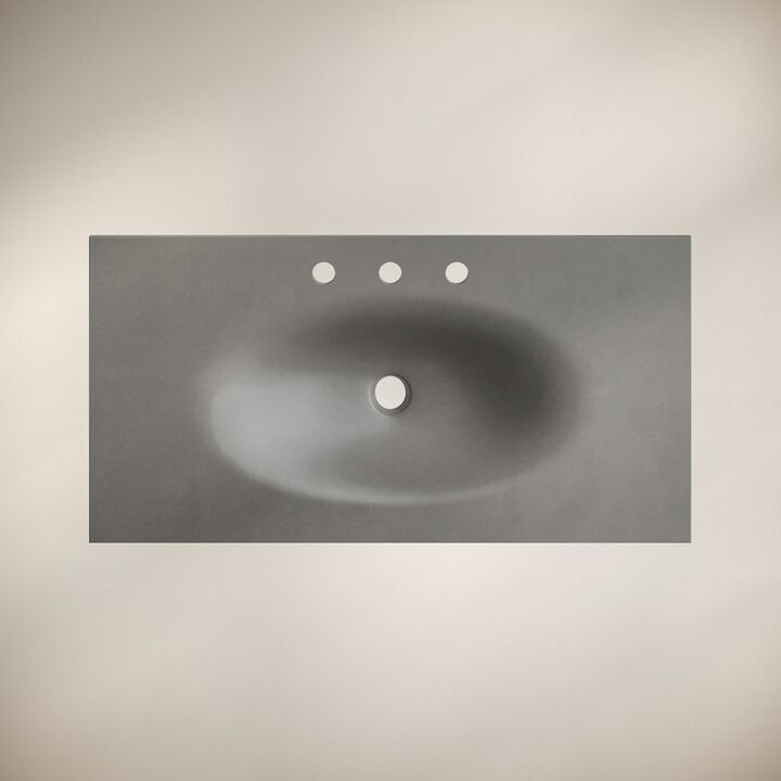 36" 3-Hole Widespread Concrete Vanity Sink Top in Matte Dark Gray
