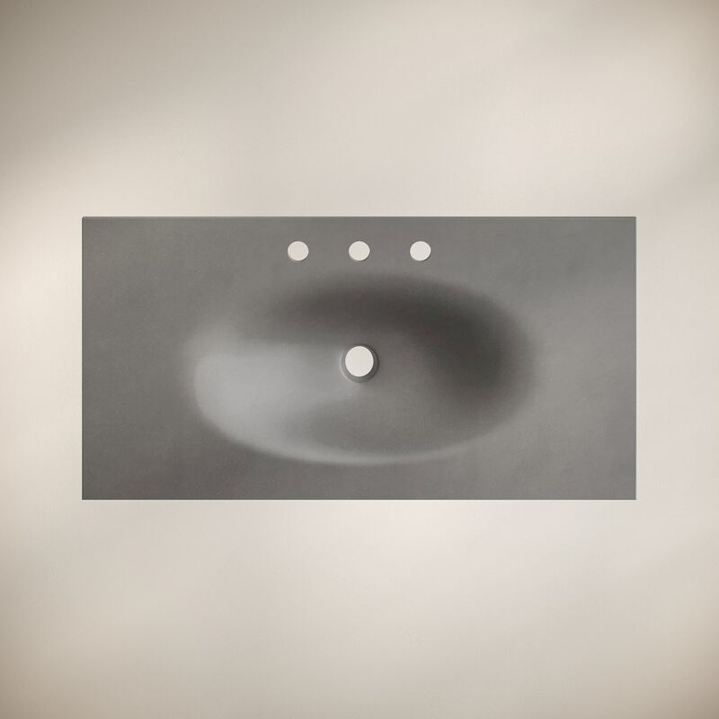 36" 3-Hole Widespread Concrete Vanity Sink Top in Matte Dark Gray image number 1