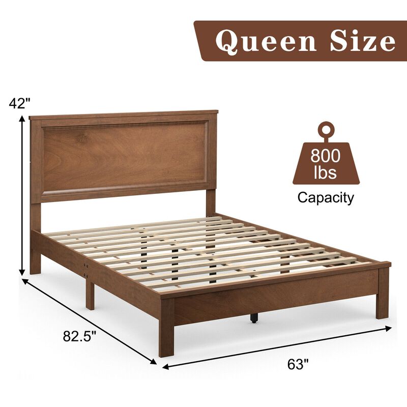 Platform Bed Frame with Slats and High Headboard for Bedroom Setup