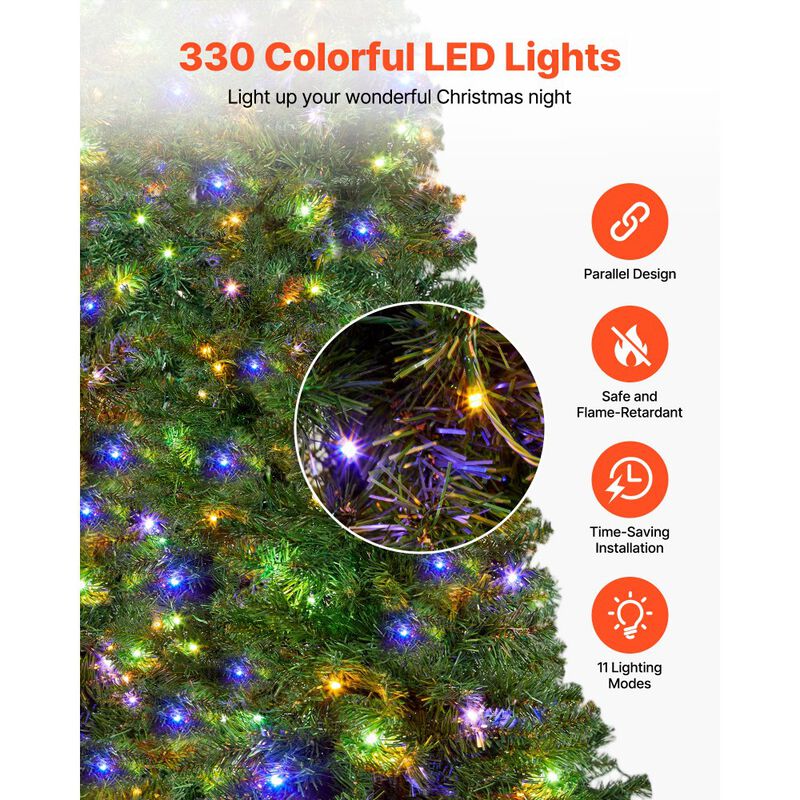 6FT Prelit Artificial Christmas Tree with 330 LED Lights and Stand image number 5