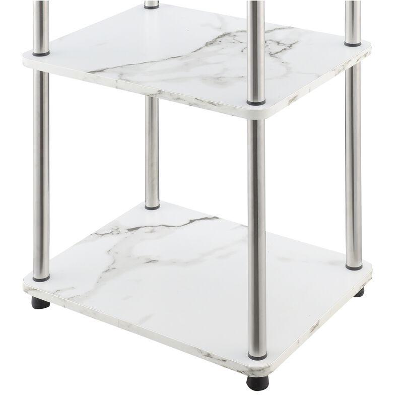 Convenience Concepts Designs2Go No Tools 3-Tier End Table, Faux White Marble/Chrome