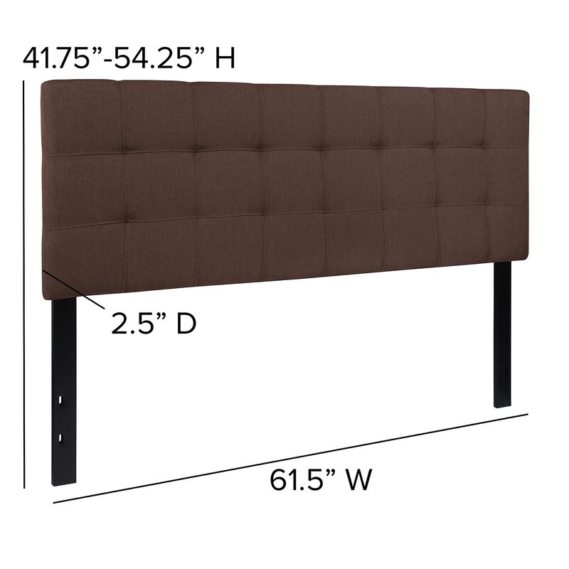 Flash Furniture Bedford Tufted Upholstered Queen Size Headboard in Dark Brown Fabric