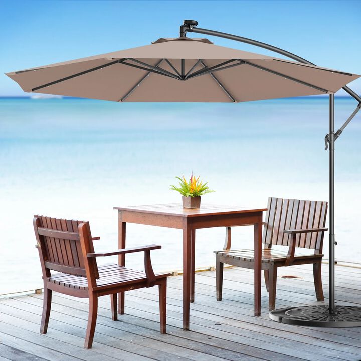 Mondawe 10 Feet Patio Umbrella with Crank and Solar LED Lights