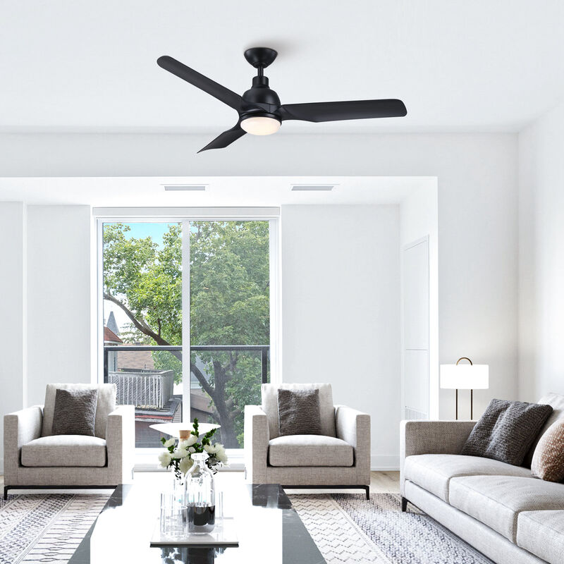 52 in. Black Reversible 6-Speed Ceiling Fan with Light and Remote