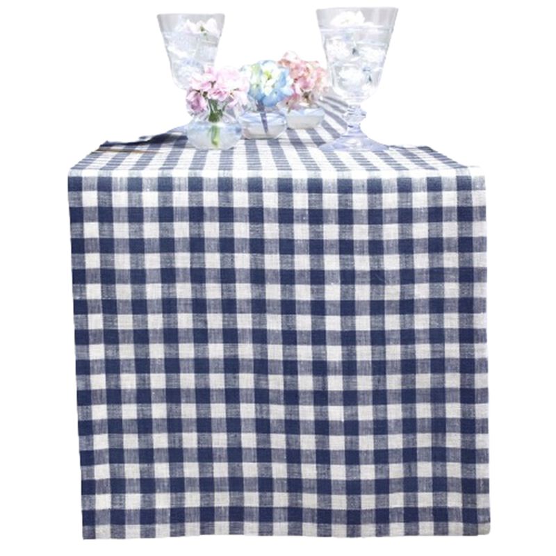 Solino Home 100% Pure Linen Table Runner - Gingham Check