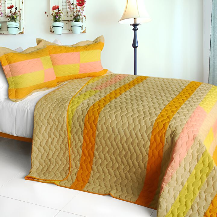 Full Queen Angels Walk on Through 3 Piece Patchwork Quilt Bedding Set