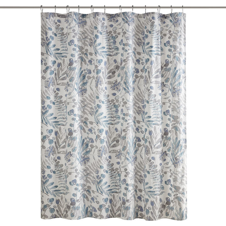 Gracie Mills Rice Floral Seersucker Shower Curtain