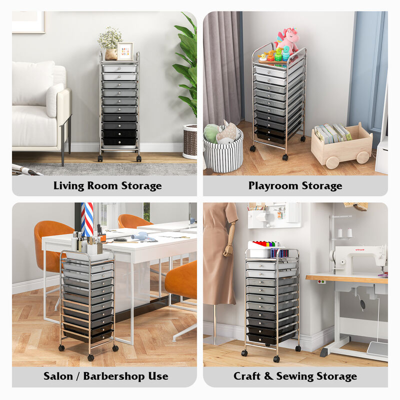 Rolling Cart Organizer with 10 Drawers &ndash; Ideal for Home or Office