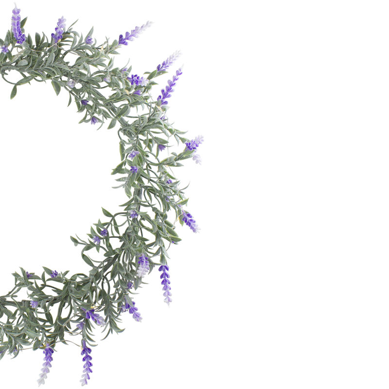 Pre-Lit Battery Operated Ombre Lavender Spring Wreath - 16" - White LED Lights