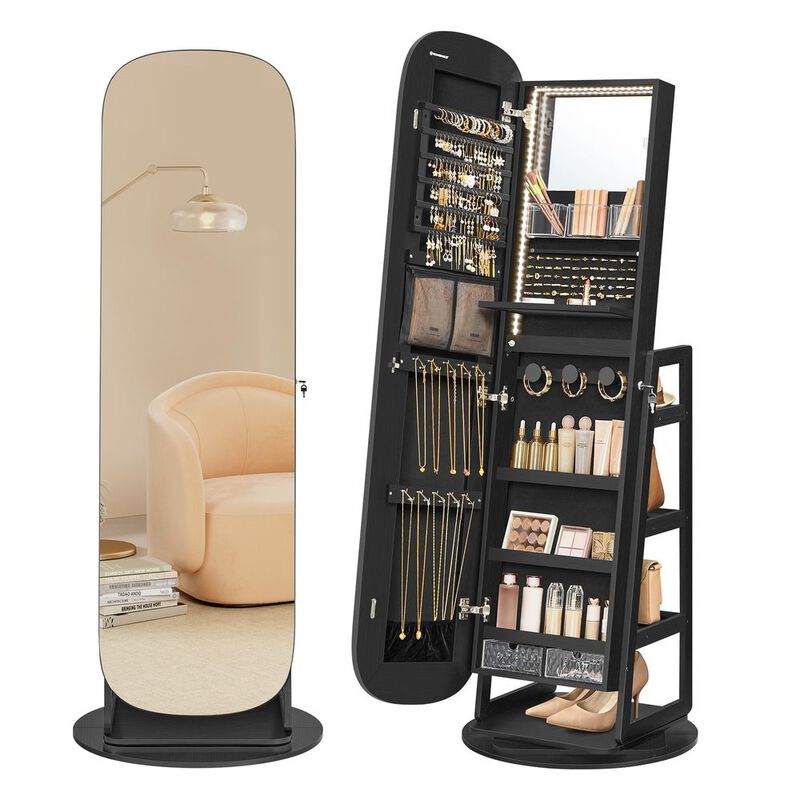Rounded Edge Full Length Mirror with Built-In Storage Shelves image number 6