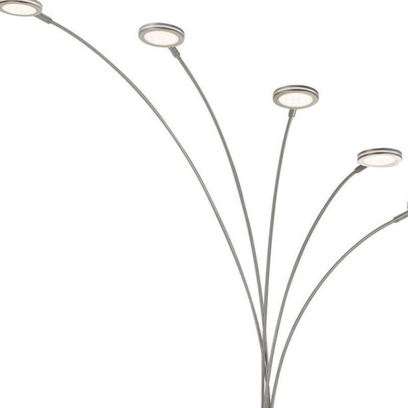 HomeRoots 72" Nickel Five Light Led Arc Floor Lamp image number 4