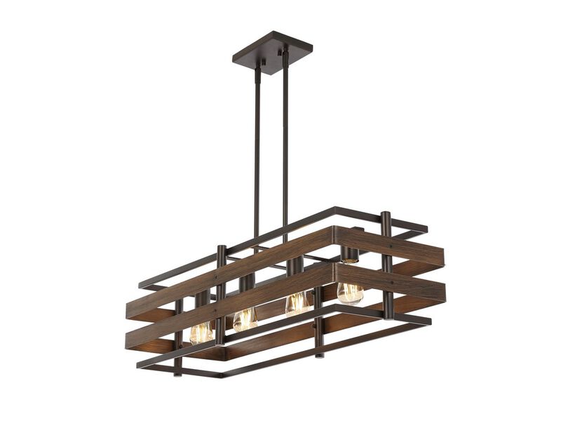 Horizon 4-Light Rustic Farmhouse Iron Linear LED Pendant