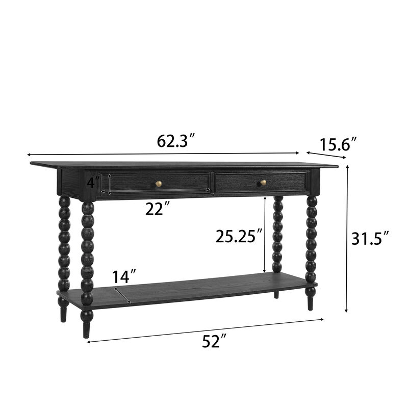 Christopher Knight Home Isra Retro Wood Console Table with 2 Drawers and Shelf image number 2