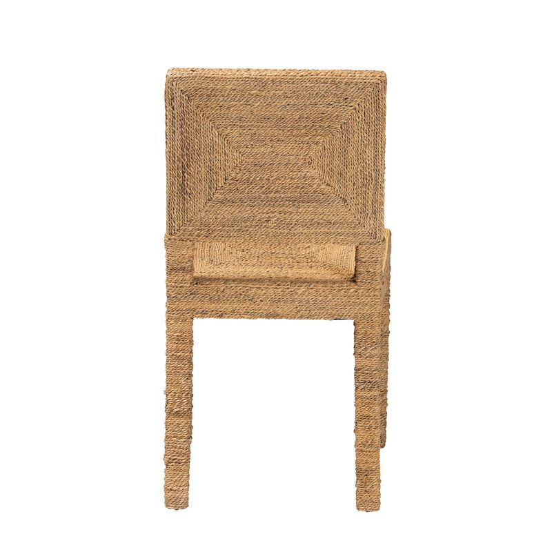 bali & pari Anfield Modern Bohemian Natural Seagrass and Mahogany Wood Dining Chair