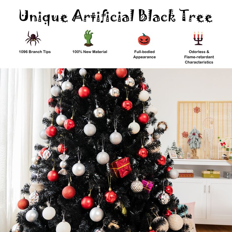 Artificial Christmas Halloween Tree with Purple LED Lights for Spooky and Festive Holiday Decor