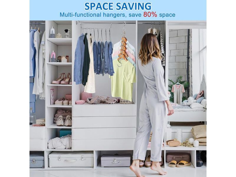 Space Saving Hangers For Clothes 6 Pack, Sturdy Metal Hangers Heavy Duty Magic image number 2
