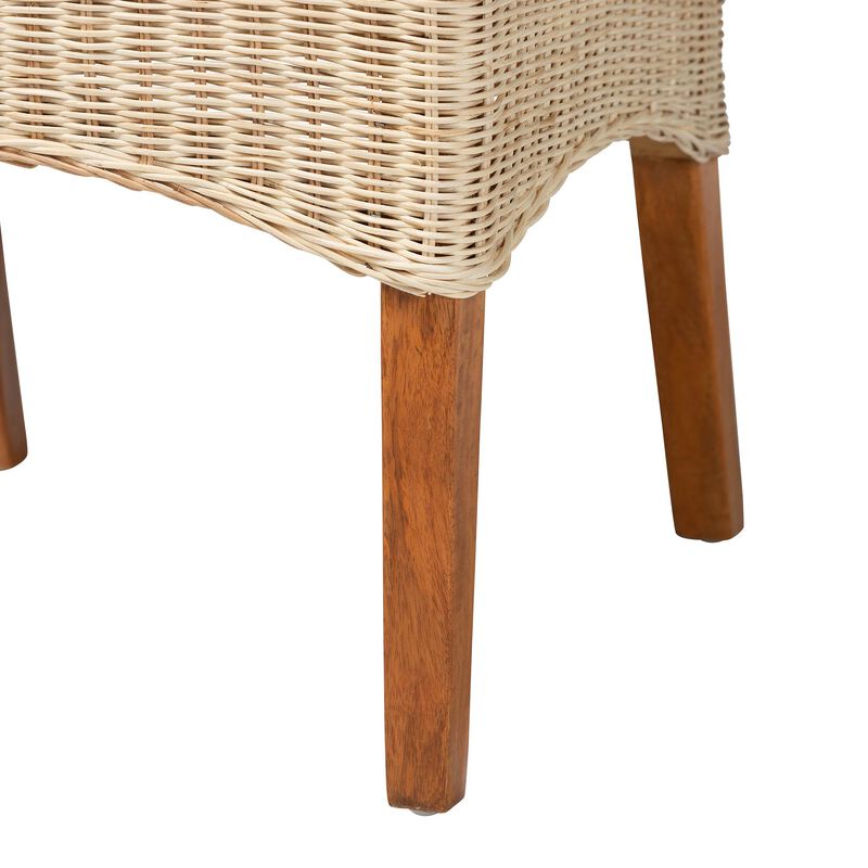 bali & pari Haybourne Natural Rattan 2-Piece Dining Chair Set - Handwoven Wicker Accent Seating with Wingback Frame for Kitchen or Dining Room image number 4